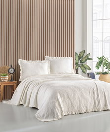L'essentiel linge de maison Ilda - Juego de colcha doble Crema